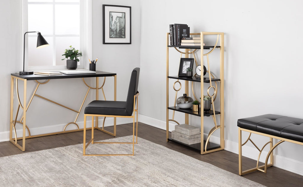 Constellation Desk - Gold Metal, Black MDF