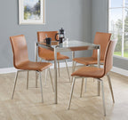 Mason Upholstered Chair - Set of 2 - Stainless Steel, Camel PU
