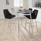 Marcel Counter Table - Chrome Metal, Black Wood