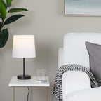 Cooper 16" Metal Accent Lamp - Set of 2 - Black Metal, White Shade
