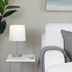 Cooper 16" Metal Accent Lamp - Set of 2 - Grey Metal, White Shade
