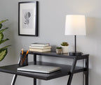 Cooper 16" Metal Accent Lamp - Set of 2 - Black Metal, White Shade