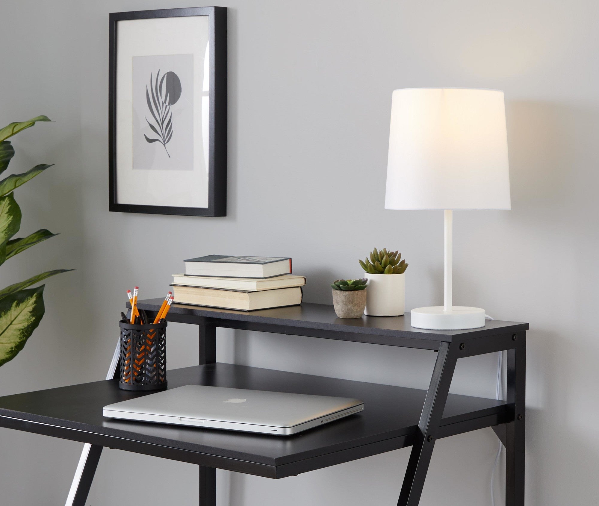 Cooper 16" Metal Accent Lamp - Set of 2 - White Metal, White Shade