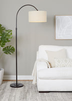 April 72" Metal Floor Lamp - Oil Bronze Metal, Natural Linen