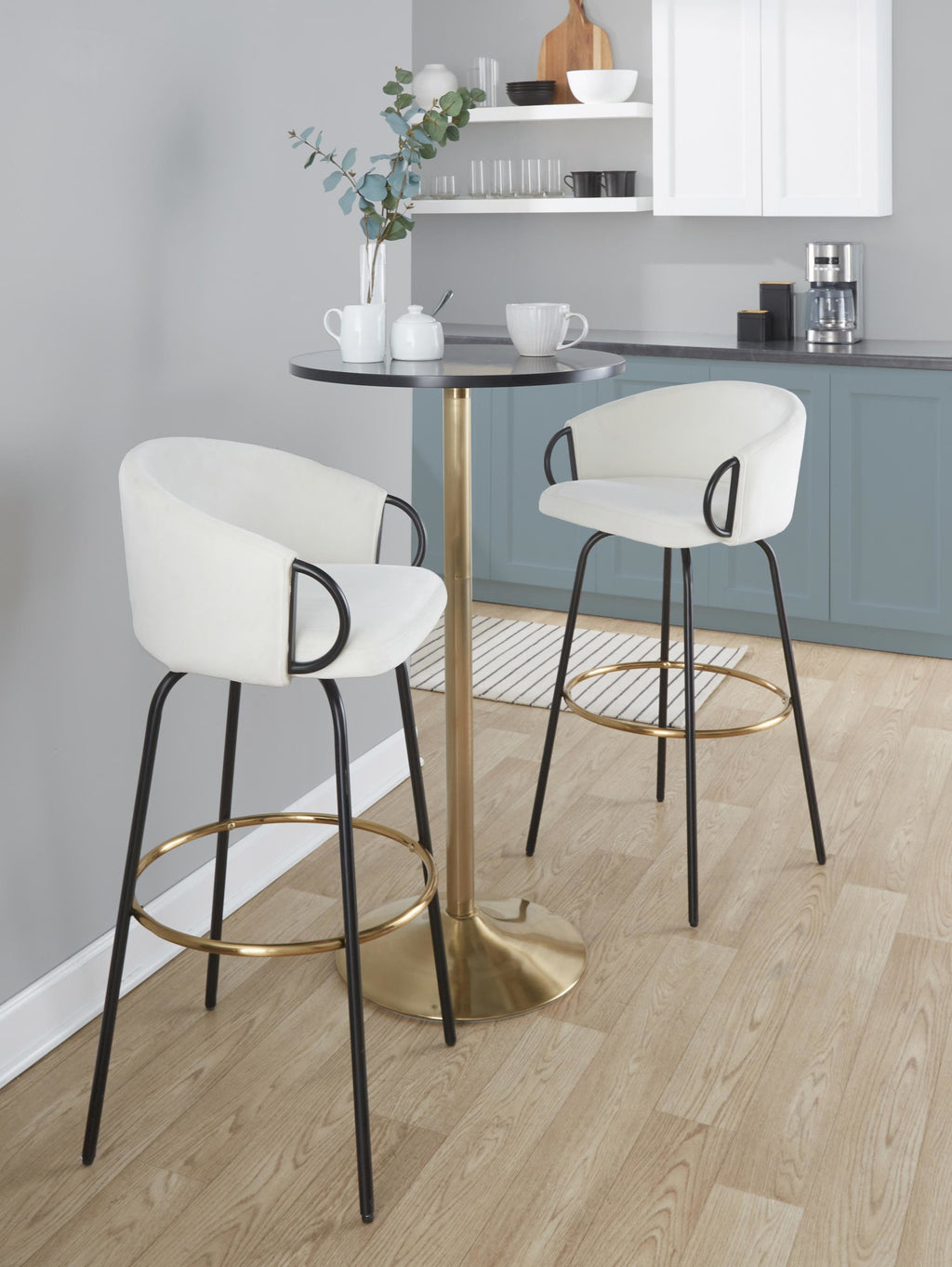 Pebble Table - Gold Metal, Black Mdf