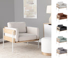 Kari Accent Chair - White Metal, Natural Wood, Camel PU