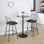Riley Claire 26" Fixed-Height Counter Stool - Set of 2 - Black Metal, Bronze Metal, Walnut Wood, Brown PU