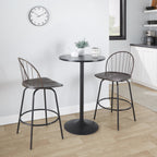 Riley Claire 26" Fixed-Height Counter Stool - Set of 2 - Black Metal, Bronze Metal, Walnut Wood, Brown PU