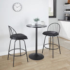 Riley Claire 26" Fixed-Height Counter Stool - Set of 2 - Black Metal, Black Wood, Black PU