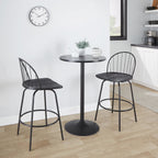 Riley Claire 26" Fixed-Height Counter Stool - Set of 2 - Black Metal, Black Wood, Black PU