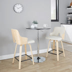Stella 24" Fixed-Height Counter Stool - Set of 2 - Natural Wood, Cream Fabric, Black Metal