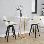 Cosmo 26" Fixed-Height Counter Stool - Set of 2 - Black Wood, Gold Metal, Cream PU