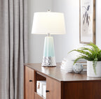 Penelope 22" Ceramic Table Lamp - Tiffany Blue & Silver Ceramic Body, White Shade