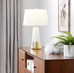 Penelope 22" Ceramic Table Lamp - White & Gold Ceramic Body, White Shade