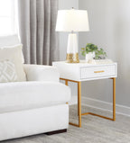 Penelope 22" Ceramic Table Lamp - White & Gold Ceramic Body, White Shade