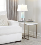 Penelope 22" Ceramic Table Lamp - Tiffany Blue & Silver Ceramic Body, White Shade