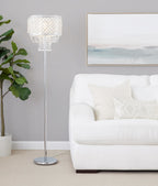 Droplets Sleek 60" Metal Floor Lamp - Chrome Metal, Clear Crystal