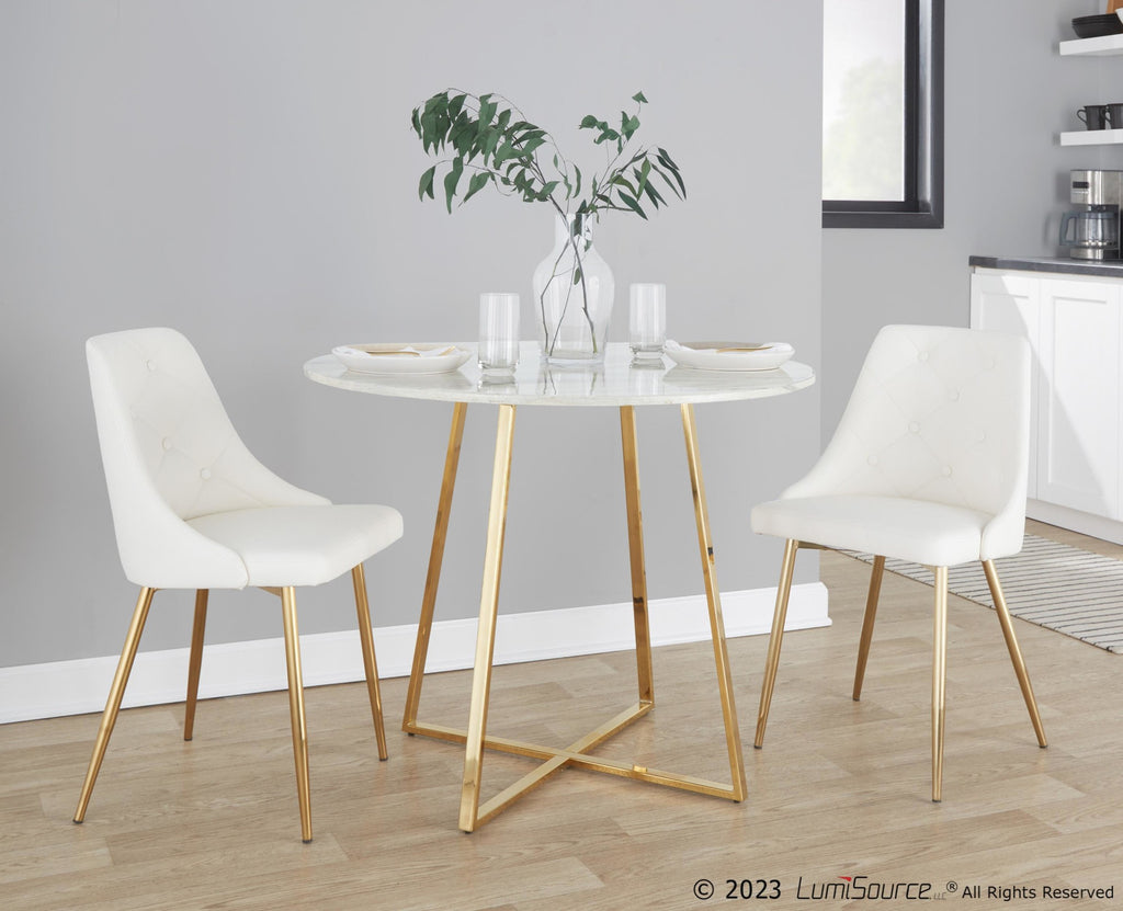 Cosmo Dining Table - Gold Metal, White Marble