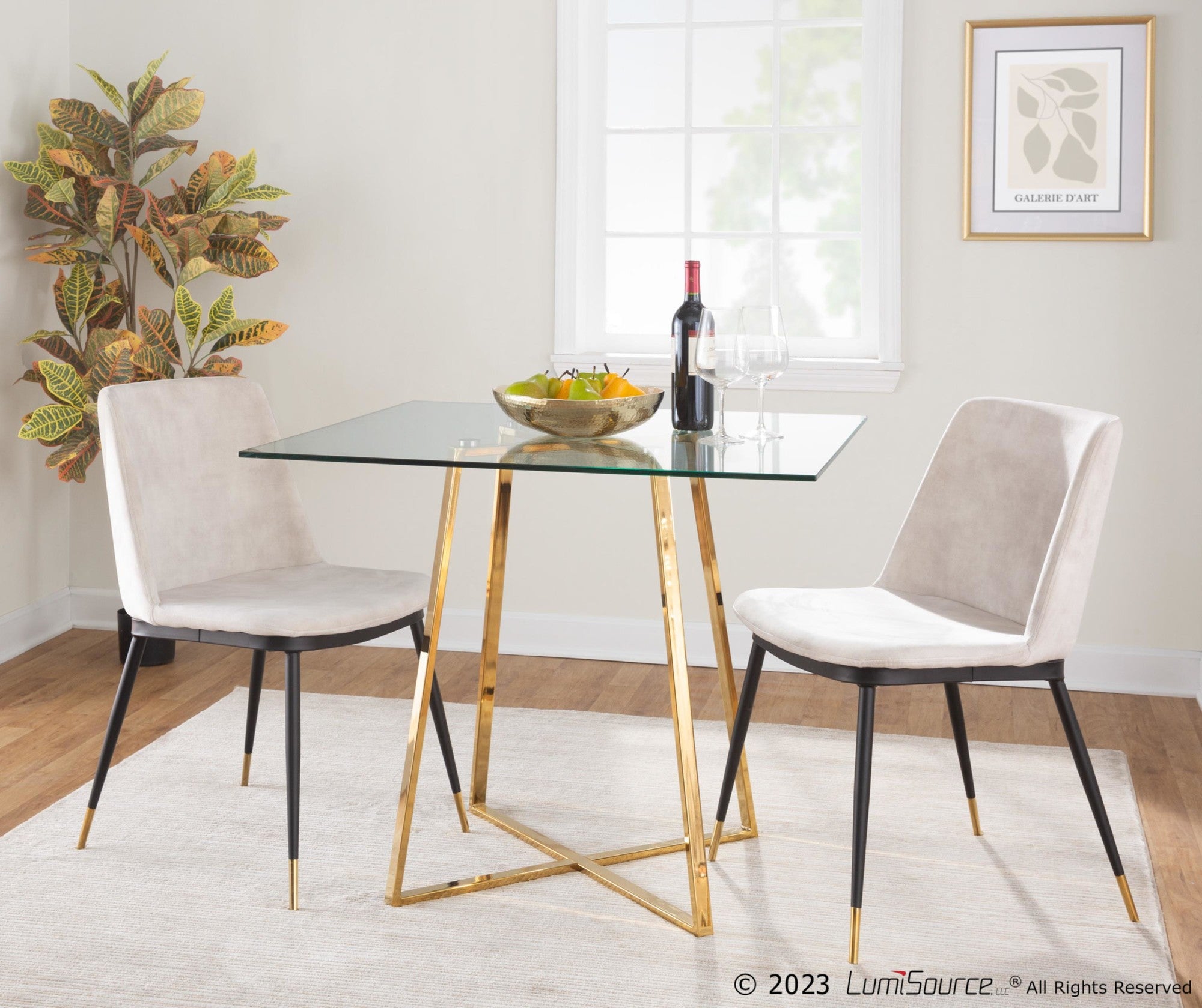 Wanda Chair - Set of 2 - Black Metal, Gold Metal, Beige Velvet