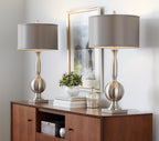 Joan 30" Metal Table Lamp - Set of 2 - Brushed Nickel, Grey Satin