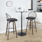 Riley 30" Fixed-Height Barstool - Set of 2 - Walnut Glazed Wood, Black Metal, Bronze Metal, Dark Walnut Wood, Brown PU