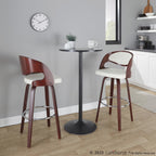 Pino 30" Fixed-Height Barstool - Set of 2 - Mahogany Wood, White PU, Chrome Metal