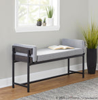 Kari Bench - Black Metal, Grey Wood, Light Grey Fabric