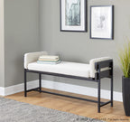 Kari Bench - Black Metal, Grey Wood, Cream Fabric