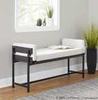 Kari Bench - Black Metal, Grey Wood, Cream Fabric