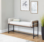Kari Bench - Black Metal, Brown Wood, Cream Fabric