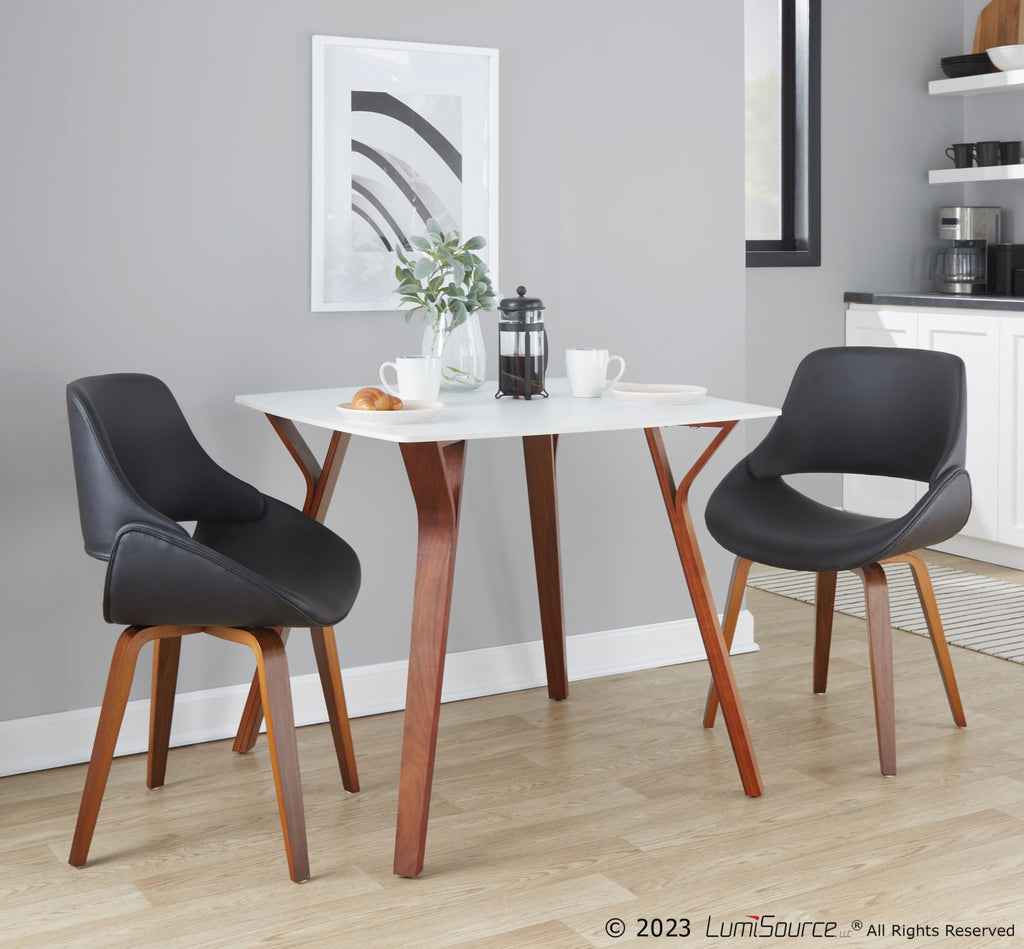 Folia Dinette Table - Walnut Wood, White Marble