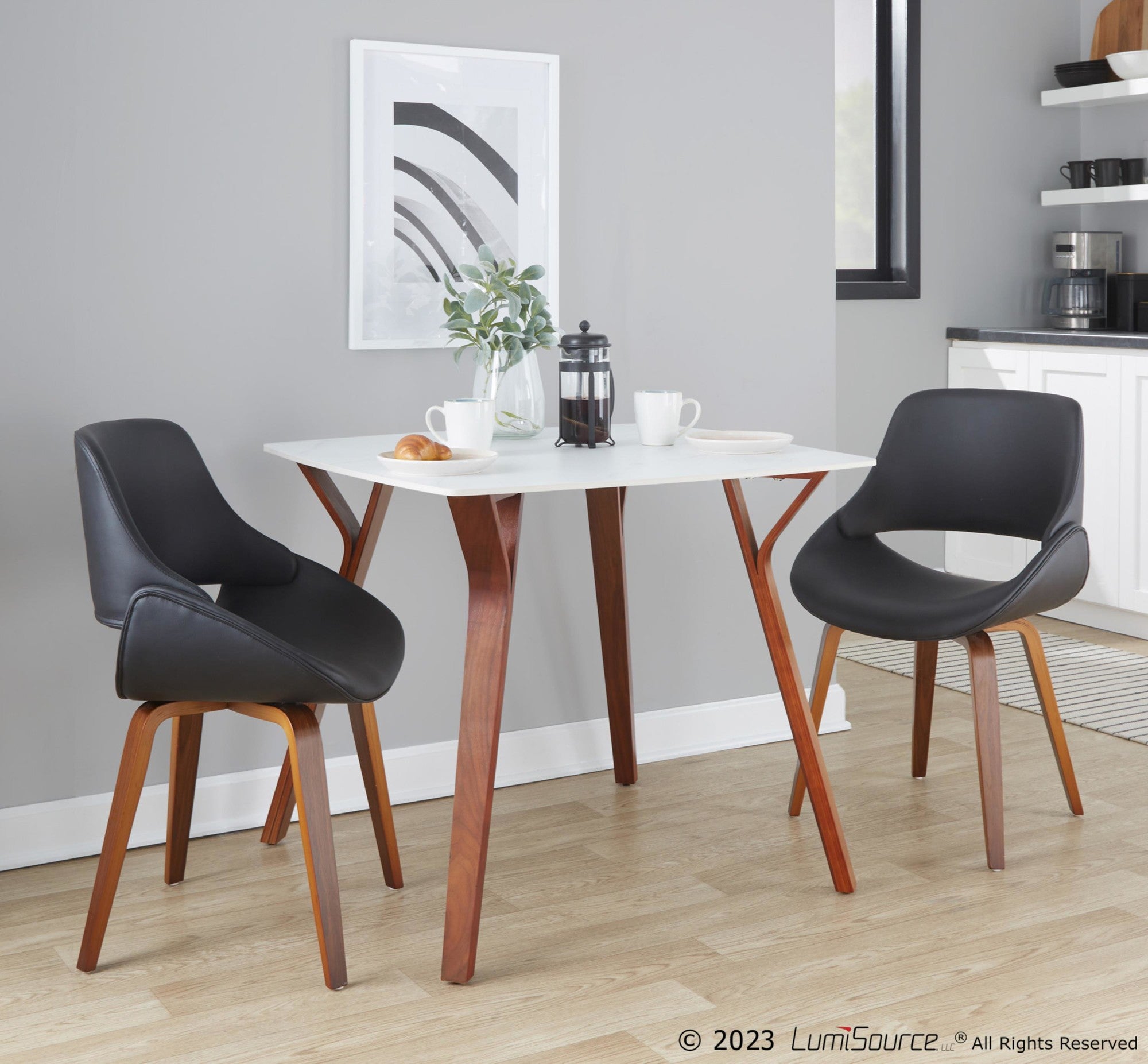 Folia Dinette Table - Walnut Wood, White Marble