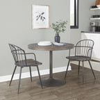 Riley Arm Chair - Set of 2 - Black Metal, Dark Walnut Wood
