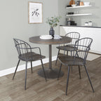 Riley Arm Chair - Set of 2 - Black Metal, Dark Walnut Wood