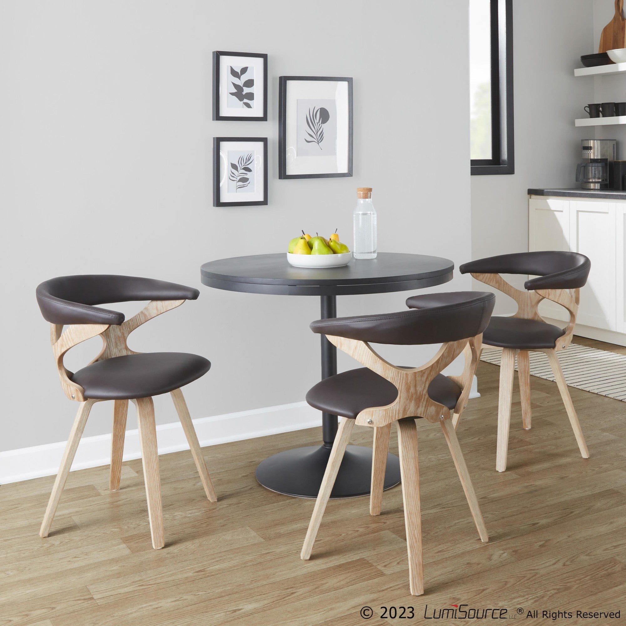 Gardenia Chair - Whitewashed Wood, Brown PU