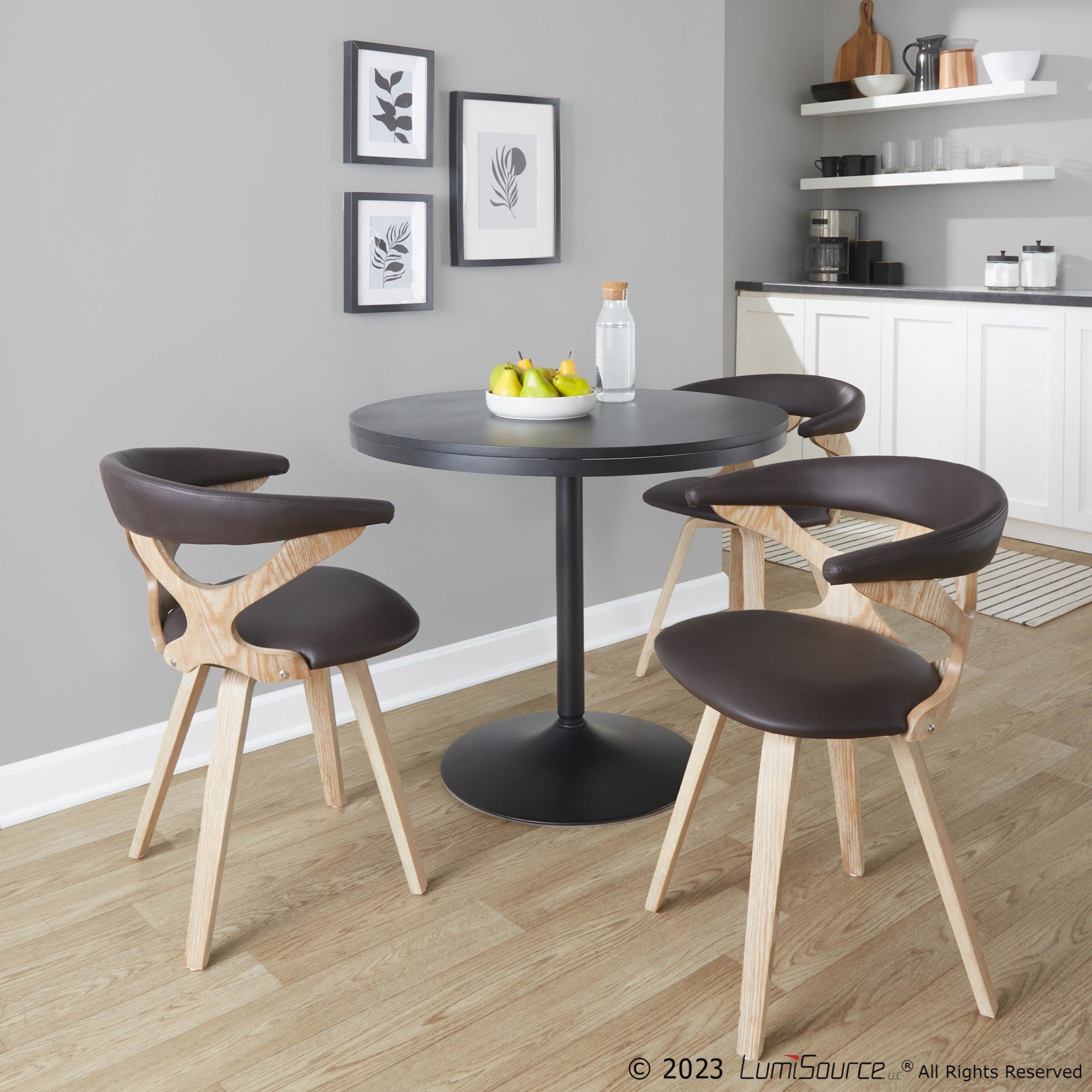Gardenia Chair - Whitewashed Wood, Brown PU