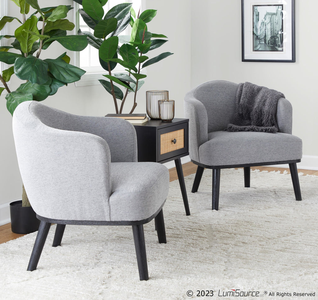 Ahoy Accent Chair - Black Wood, Grey Fabric