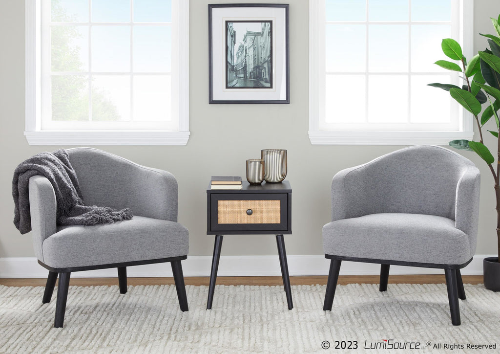 Ahoy Accent Chair - Black Wood, Grey Fabric