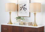 Lenuxe 24" Metal Table Lamp - Set of 2 - Gold Metal, Golden Metallic Linen