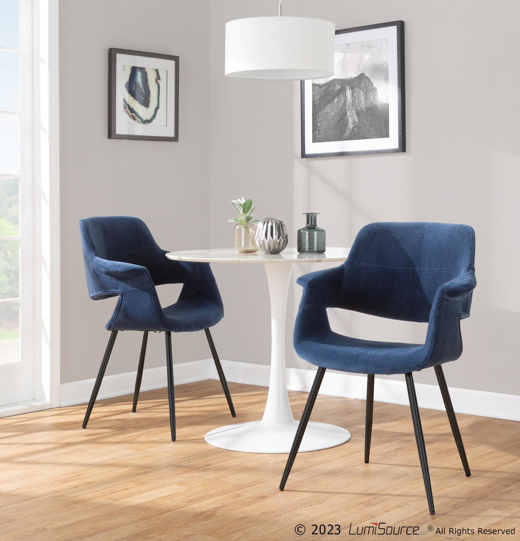 Vintage Flair Chair - Set of 2 - Black Metal, Blue Velvet