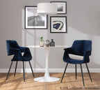 Vintage Flair Chair - Set of 2 - Black Metal, Blue Velvet