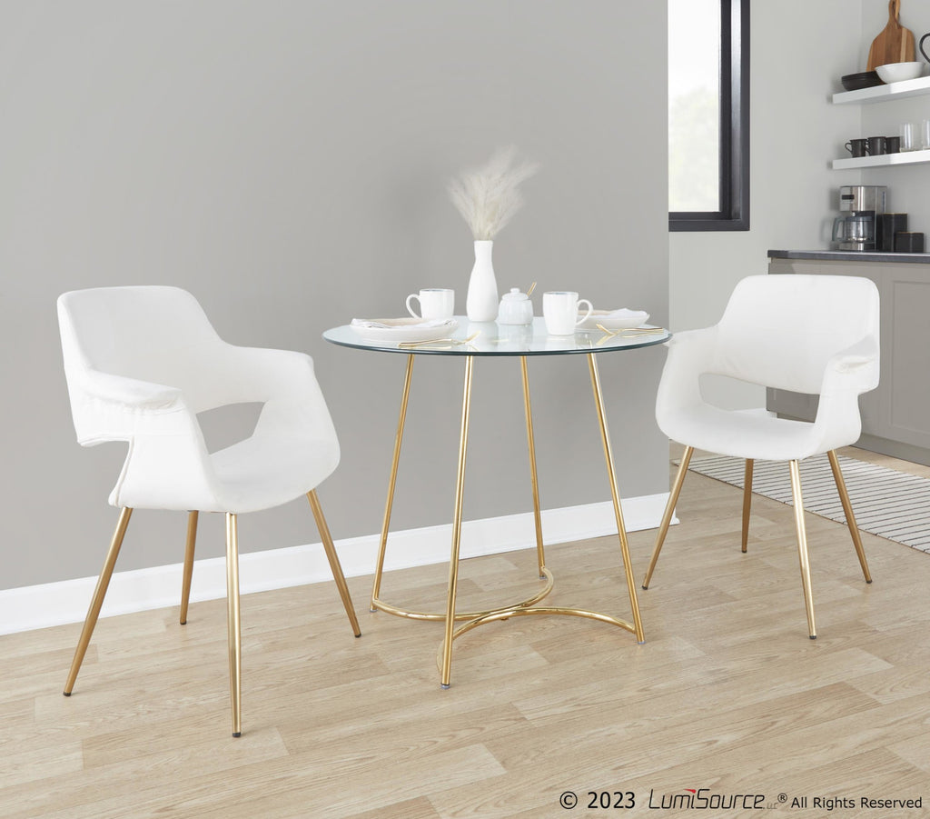 Vintage Flair Chair - Set of 2 - Gold Metal, Cream Velvet