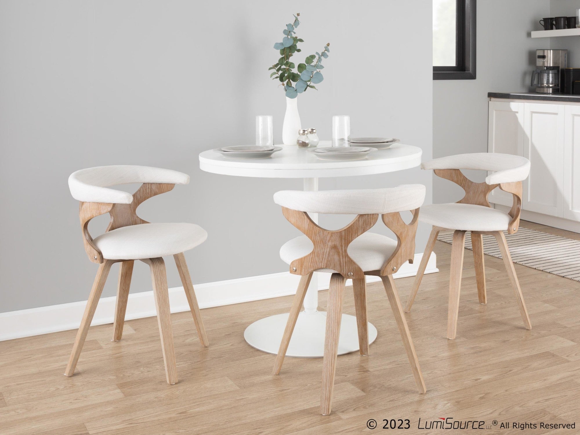 Gardenia Chair - Whitewashed Wood, Cream Fabric