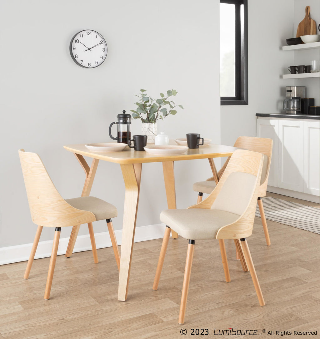 Anabelle Chair - Set of 2 - Natural Wood, Cream Fabric