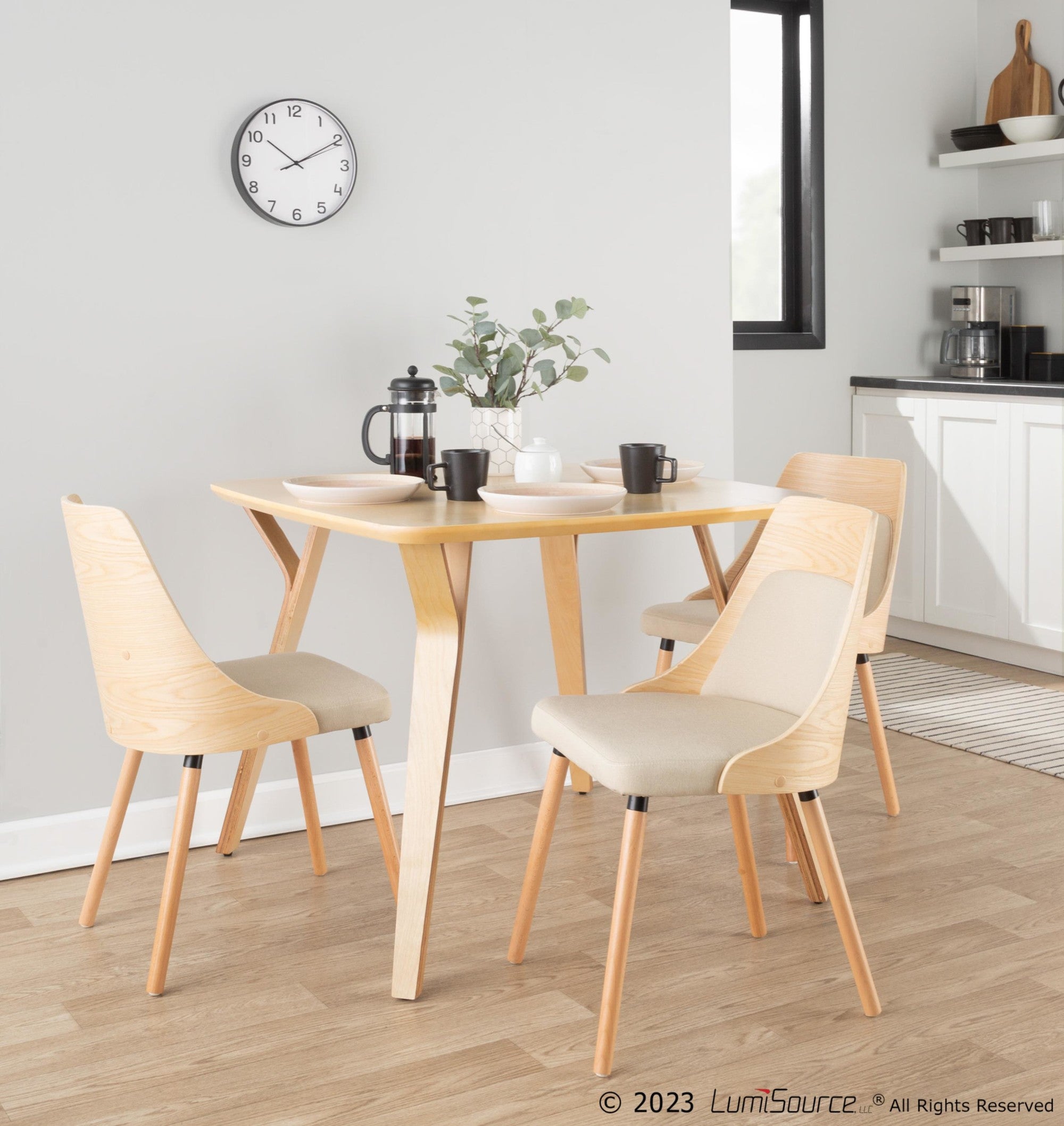 Anabelle Chair - Set of 2 - Natural Wood, Cream Fabric