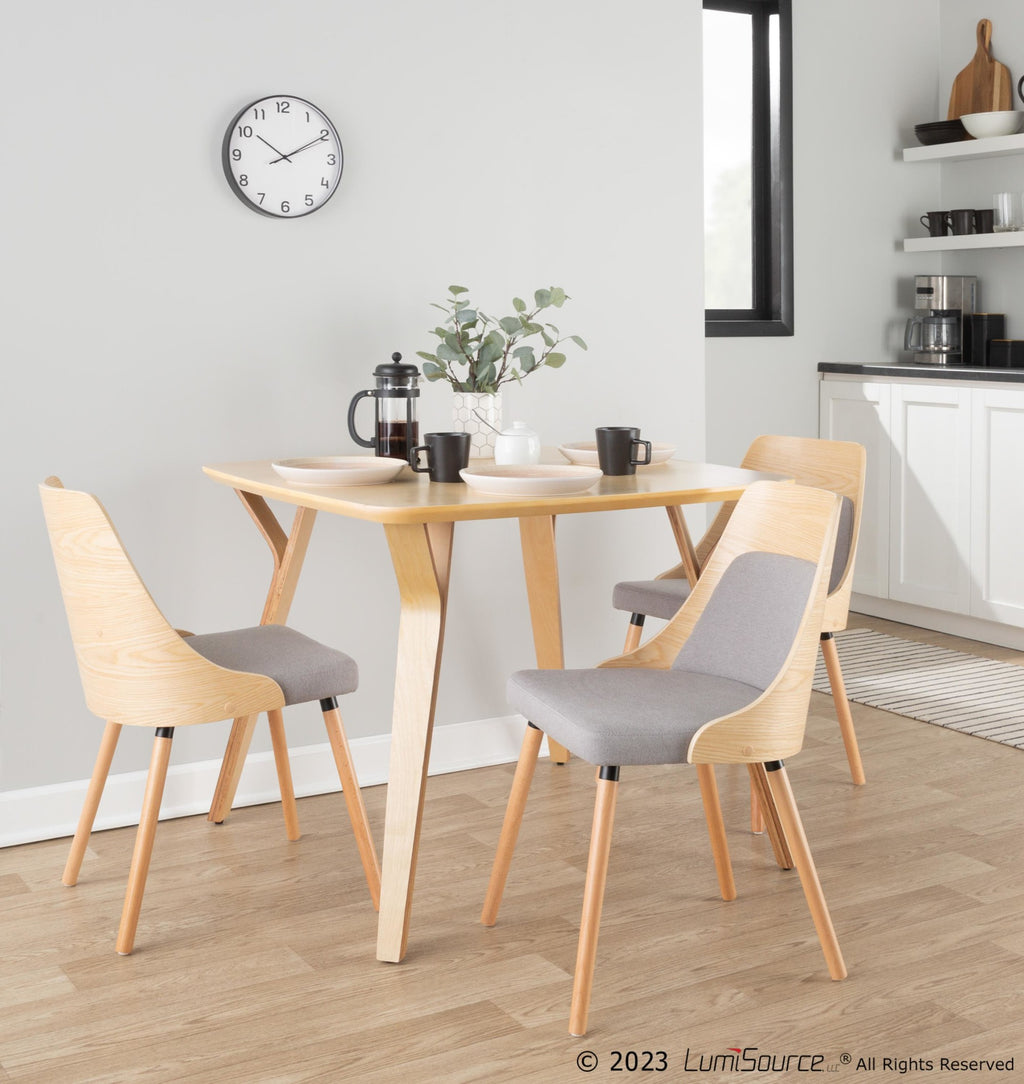 Anabelle Chair - Set of 2 - Natural Wood, Grey Fabric