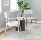 Savannah Chair - Set of 2 - Silver Metal, Grey Brushed Wood, Light Grey Fabric