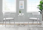 Savannah Chair - Set of 2 - Silver Metal, Grey Brushed Wood, Light Grey Fabric