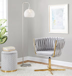 Braided Renee Swivel Accent Chair - Gold Metal, Silver Velvet