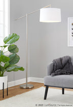 Casper 69" Metal Floor Lamp - Brushed Nickel, Off-white Linen